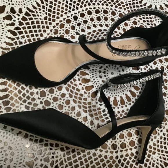 Jewel Badgley Mischka Alaia Pointed-Toe Kitten Heel~Black~Size 8.5 - Picture 7 of 16